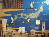 北前船の航路図がある館内 北前船の航路図がある館内
