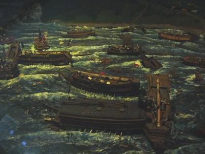 朝鮮水軍と秀吉軍との海戦のジオラマ：釜山博物館
