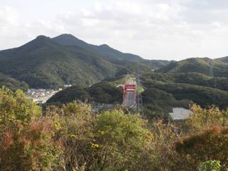 万関展望台から万関橋方面の眺め